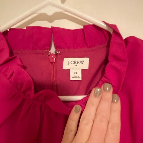 Jcrew factory raspberry ruffle neck dress. Size 0. - Picture 2 of 2
